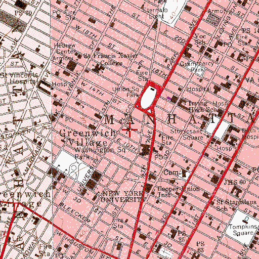 Topographic Map of Girls High School (historical), NY