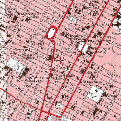 Topographic Map of Delehanty Institute (historical), NY