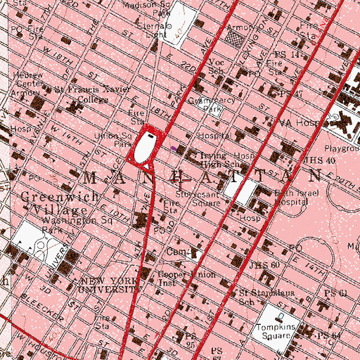 Topographic Map of Academy of Music (historical), NY