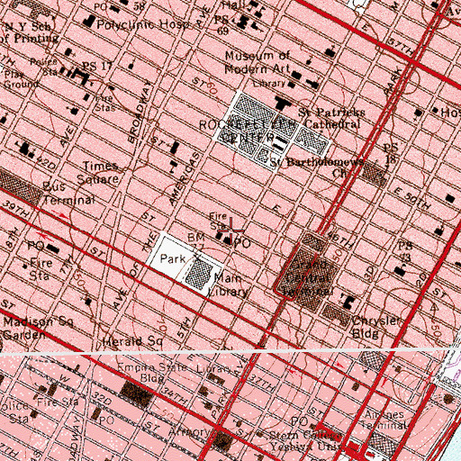 Topographic Map of Berkeley Preparatory School (historical), NY