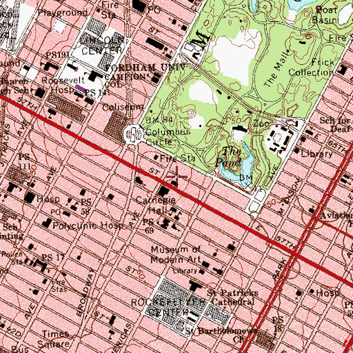 Topographic Map of Louis H Chalif's School of Dancing (historical), NY