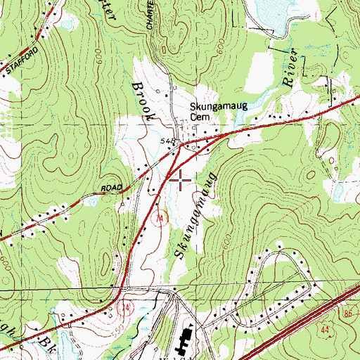 Topographic Map of Charter Brook, CT