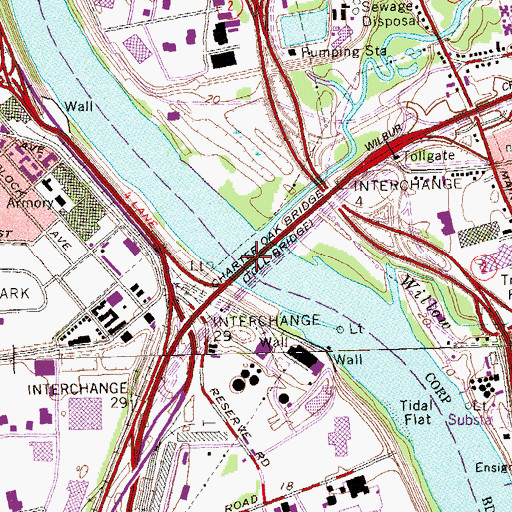 Topographic Map of Charter Oak Bridge, CT
