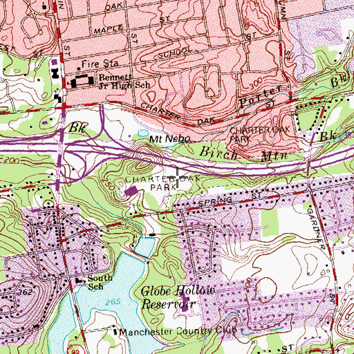 Topographic Map of Charter Oak Park, CT