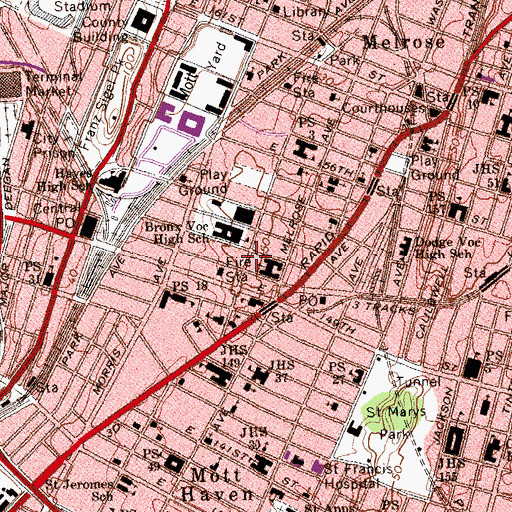 Topographic Map of First Union Baptist Church, NY
