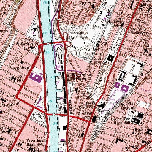 Topographic Map of Bronx Terminal Market, NY
