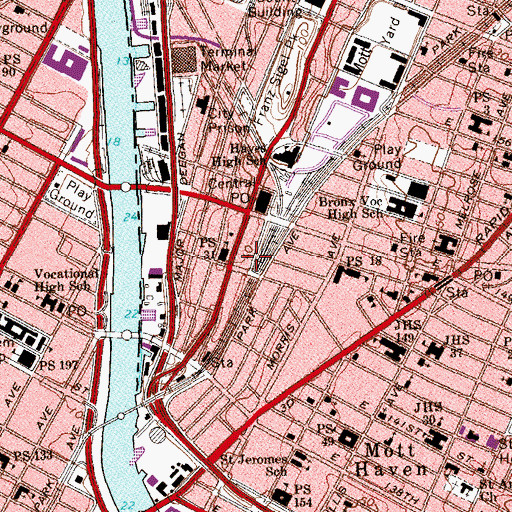 Topographic Map of East 144th Street Sub-Station, NY