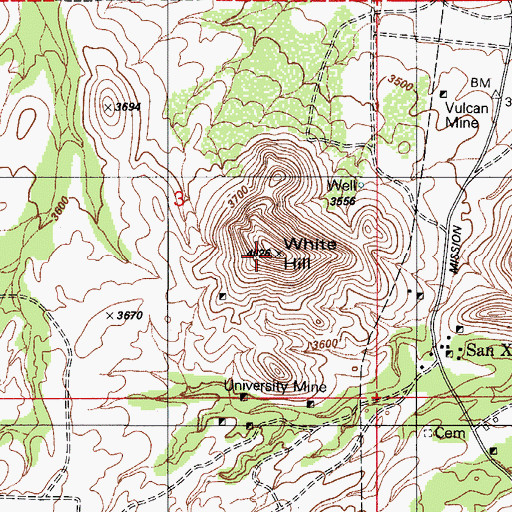 Topographic Map of White Hill, AZ