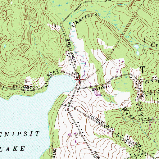 Topographic Map of Charters Brook, CT