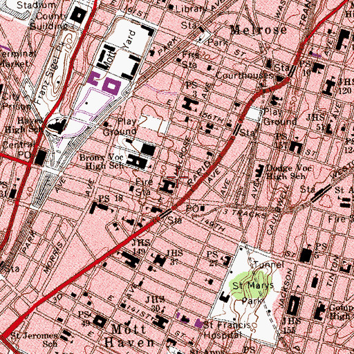 Topographic Map of Immaculate Conception Parochial School, NY