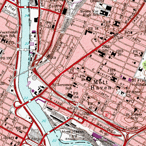 Topographic Map of Borinquen Court, NY