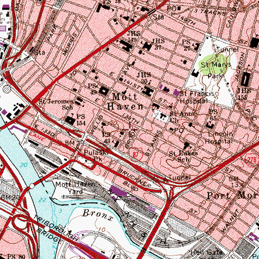 Topographic Map of Iglesia Bautista Misionera, NY