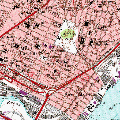 Topographic Map of Iglesia Evangelica Metodista, NY