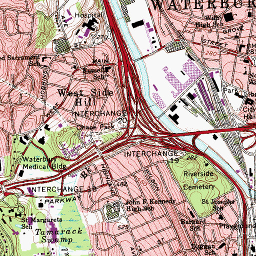 Topographic Map of Chase Park, CT