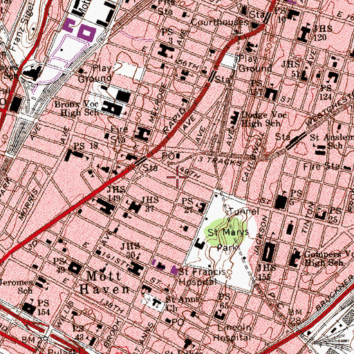 Topographic Map of Bronx Theatre (historical), NY