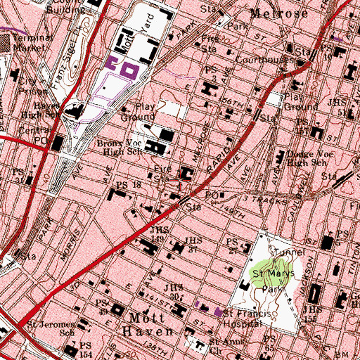 Topographic Map of Harvey Building, NY