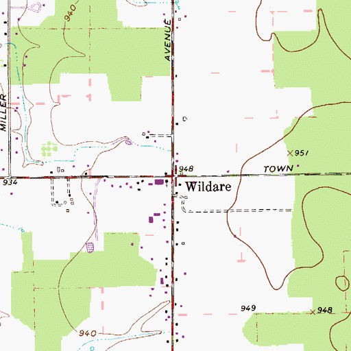Topographic Map of Wildare Post Office (historical), OH