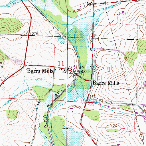 Topographic Map of Barrs Mills Post Office (historical), OH