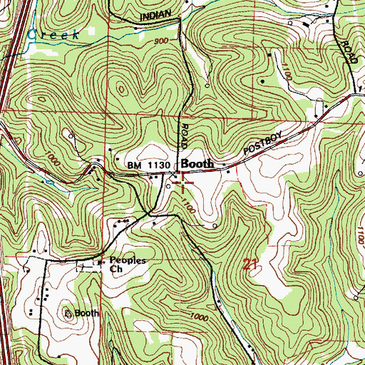 Topographic Map of Booth Post Office (historical), OH