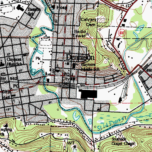 Topographic Map of Dennison Post Office, OH