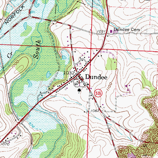 Topographic Map of Dundee Post Office, OH