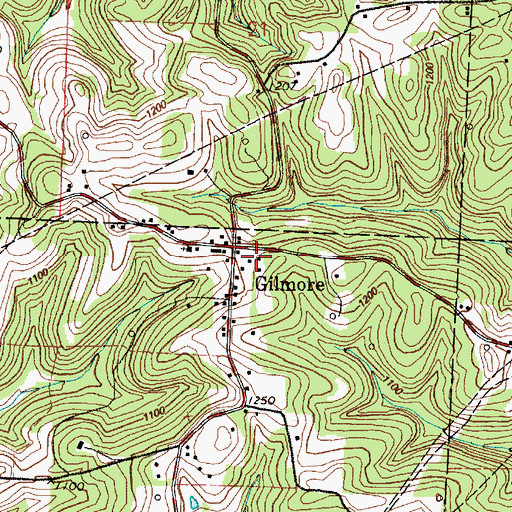 Topographic Map of Gilmore Post Office (historical), OH