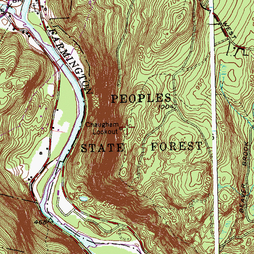 Topographic Map of Chaugham Lookout, CT