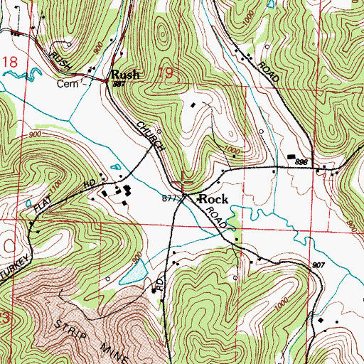 Topographic Map of Rock Post Office (historical), OH
