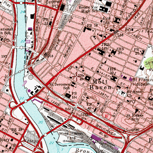 Topographic Map of Fortieth Precinct Police Station, NY
