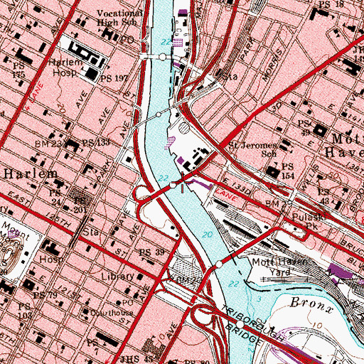 Topographic Map of Third Avenue Bridge, NY