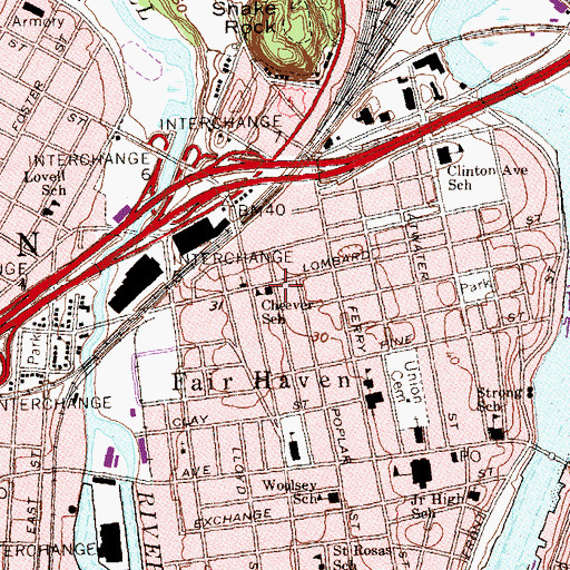 Topographic Map of Cheever School, CT