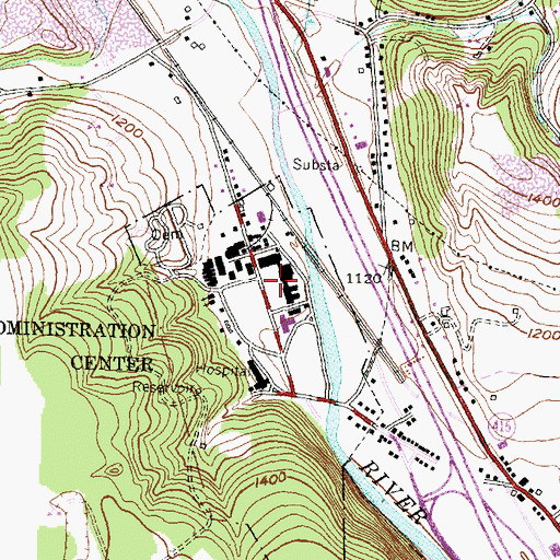 Topographic Map of Veterans Administration Center, NY
