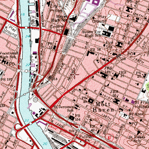 Topographic Map of Intermediate School 183, NY