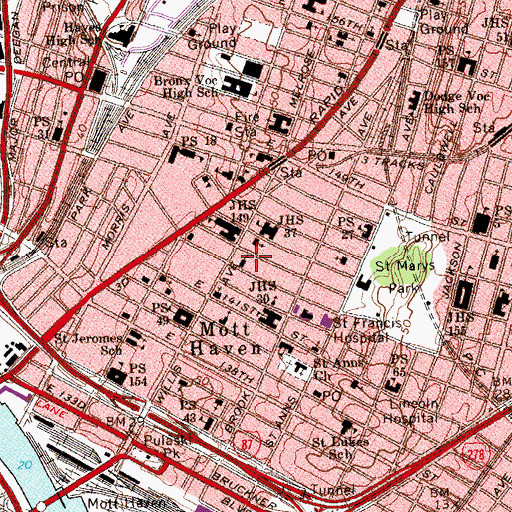 Topographic Map of Congregational Church of North New York (historical), NY