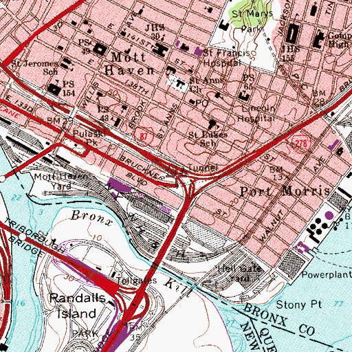 Topographic Map of Bronx Grit Chamber Wards Island Water Pollution Control Plant, NY