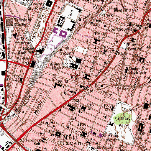Topographic Map of Fire Department New York Engine 41, NY
