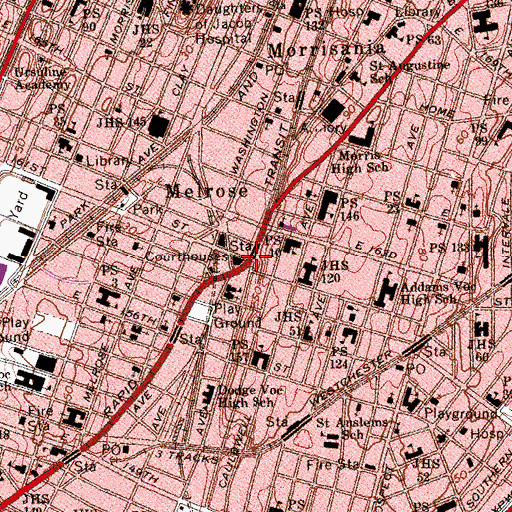 Topographic Map of Criminal Court of the City of New York Bronx County Branch, NY
