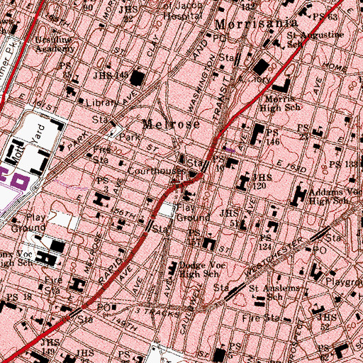 Topographic Map of George Meade Plaza, NY