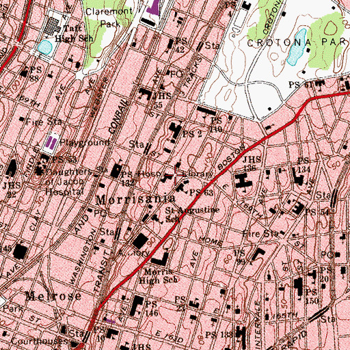 Topographic Map of Bronx - Lebanon Hospital Center Fulton Division, NY
