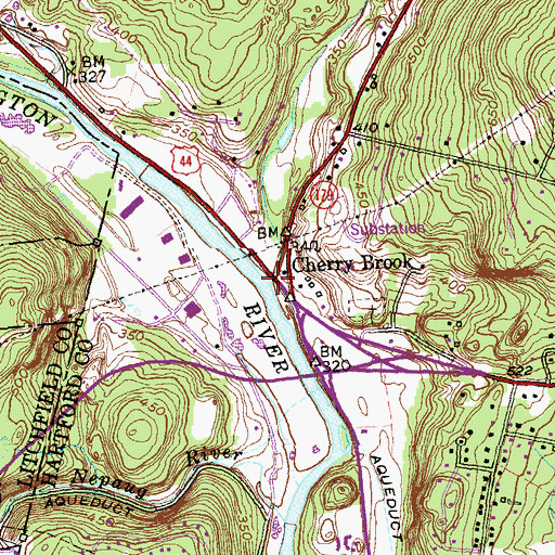 Topographic Map of Cherry Brook, CT