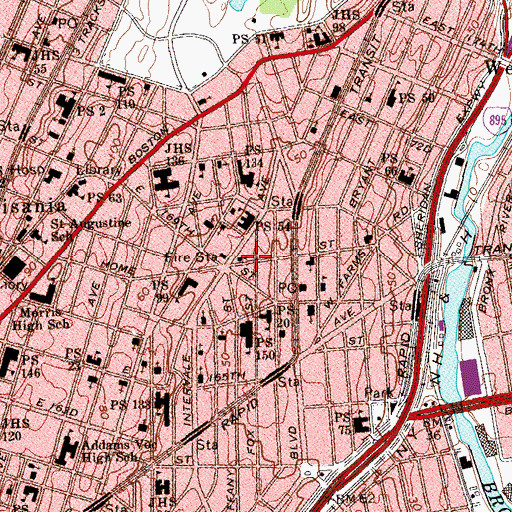 Topographic Map of Holy Trinity Lutheran Church (historical), NY