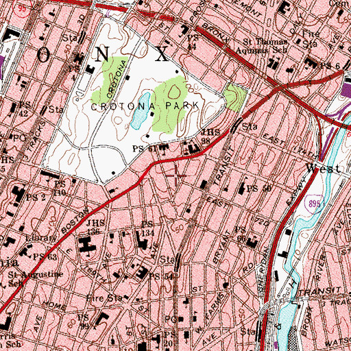 Topographic Map of Charlotte Gardens, NY