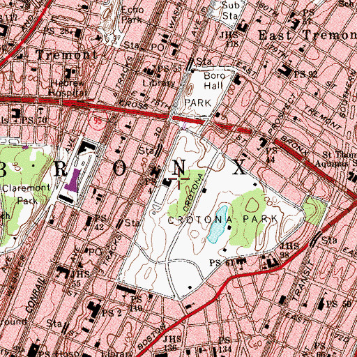 Topographic Map of Crotona Play Center, NY