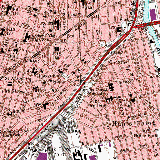 Topographic Map of Fortyfirst Precinct Police Station, NY