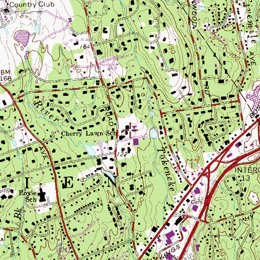 Topographic Map of Cherry Lawn School, CT