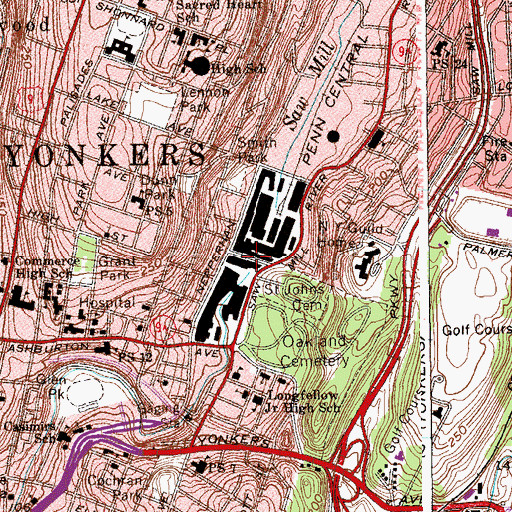Topographic Map of Yonkers Fire Department Station 1 Headquarters, NY