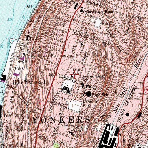 Topographic Map of Yonkers Fire Department Station 9, NY