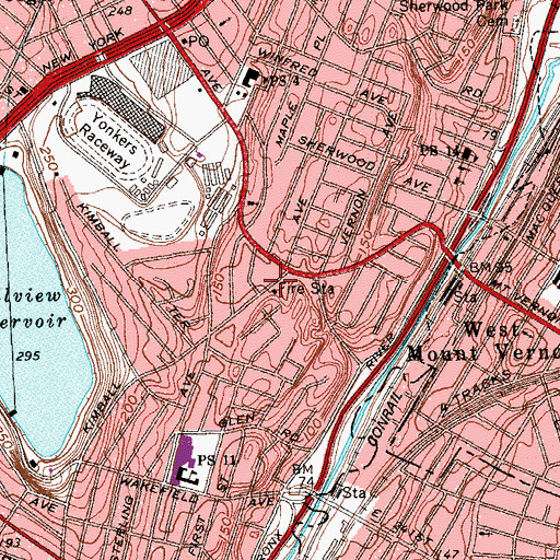 Topographic Map of Yonkers Fire Department Station 13, NY