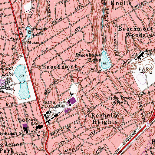 Topographic Map of Beechmont Oval, NY