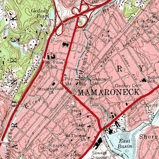 Topographic Map of Columbus Park, NY